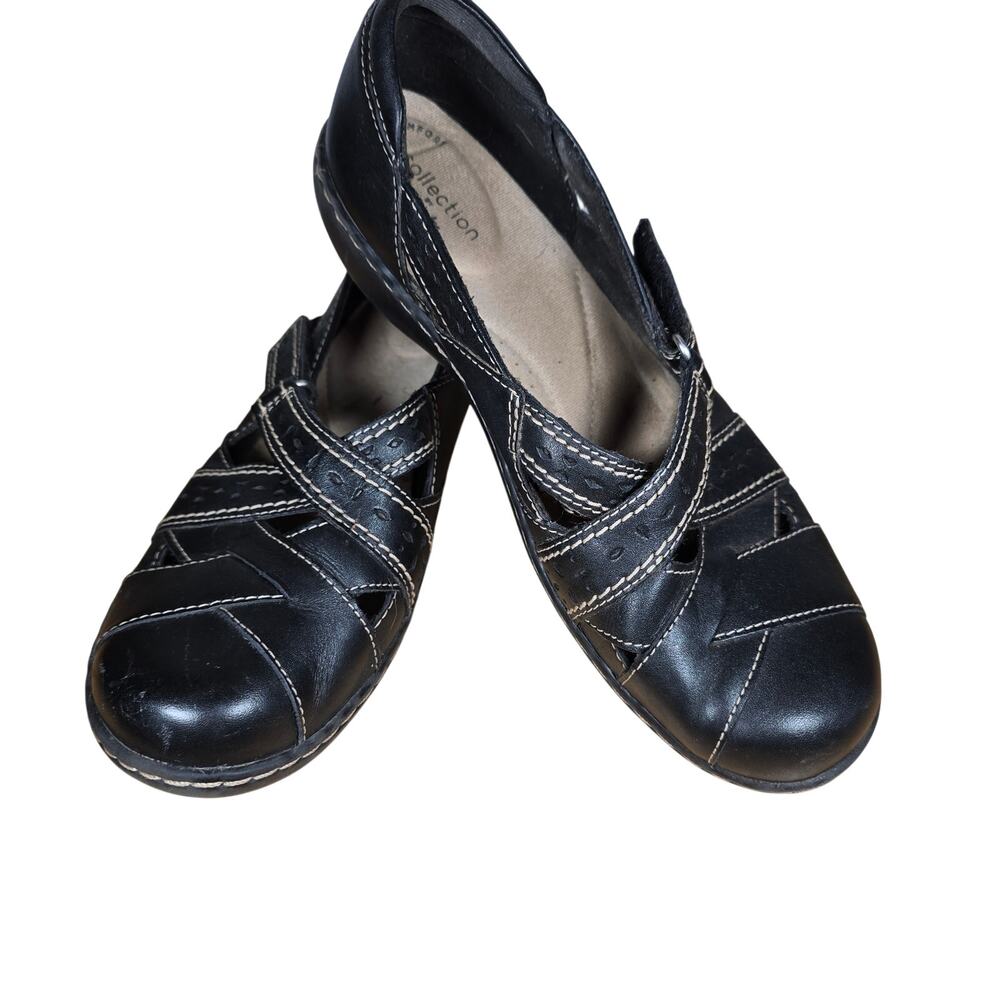 Clarks Ashland Spin Q Black Loafers Slip Ons Comfort shoes Womens Size 7